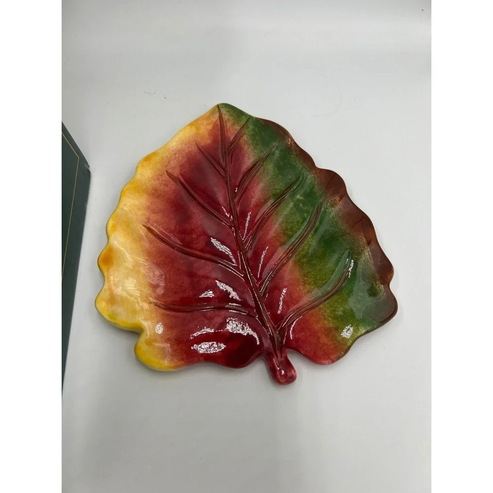 Harvest Leaf Design Vintage Serving Set 6 Piece Ceramic Fall Thanksgiving Decor